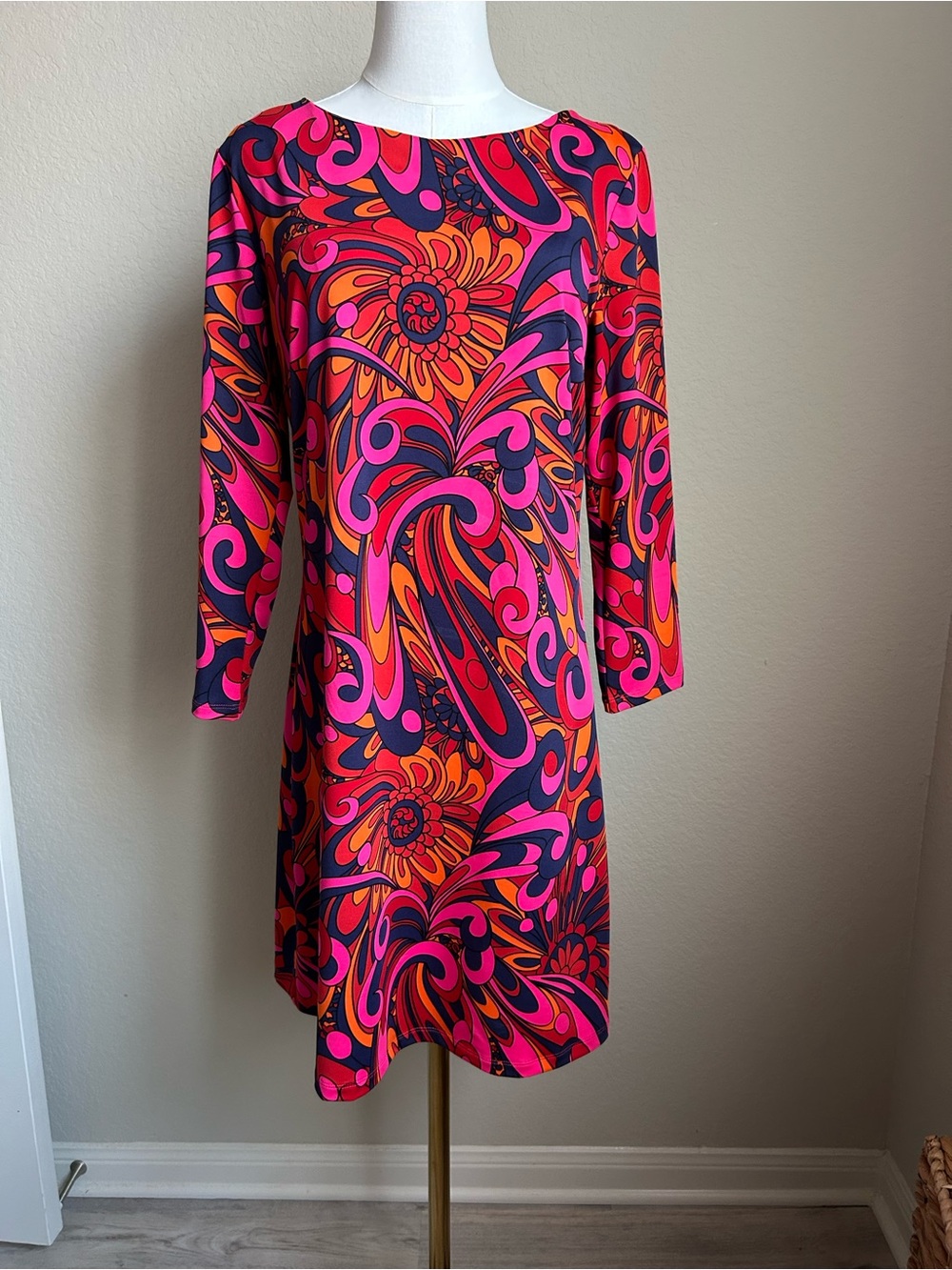 Julie Brown NYC Pink & Orange Psychedelic Shift Dress
